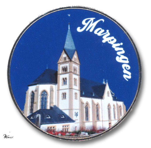 Deko-Magnet Metall RUND - "MARPINGEN - KIRCHE"