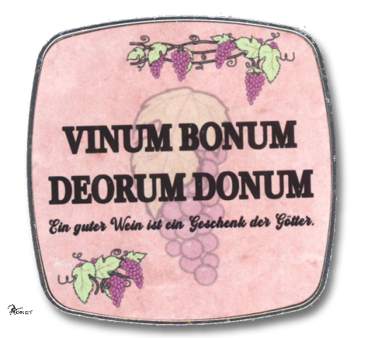 Deko-Magnet Metall Quadrat - "VINUM BONUM"