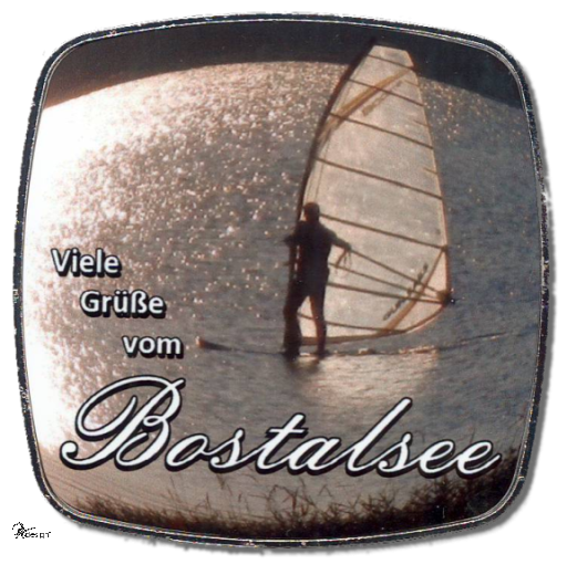 Deko-Magnet Metall Quadrat - "BOSTALSEE SURFER"