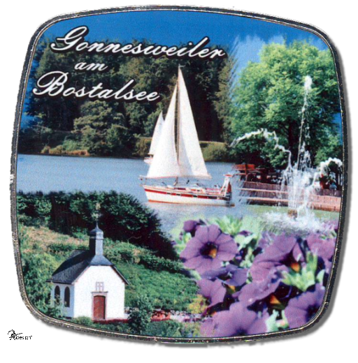 Deko-Magnet Metall Quadrat - "GONNESWEILER am BOSTALSEE"