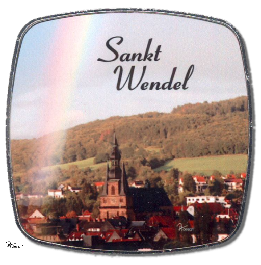 Deko-Magnet Metall Quadrat - "St. Wendel - Regenbogen"