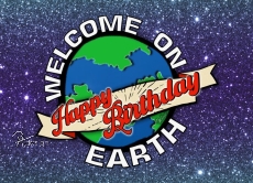 Postkarte WELCOME on EARTH - HAPPY BIRTHDAY