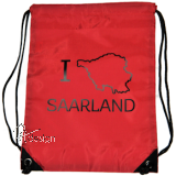 GymBag - color "I ♥ SAARLAND" einfarbiger Druck