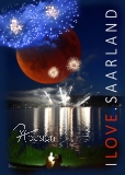 Postkarte "I LOVE SAARLAND - Feuerwerk"