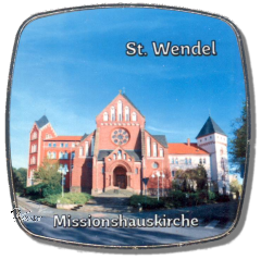 Deko-Magnet Metall Quadrat - "St. Wendel - Missionshaus"