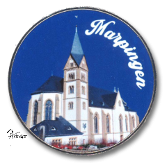Deko-Magnet Metall RUND - "MARPINGEN - KIRCHE"