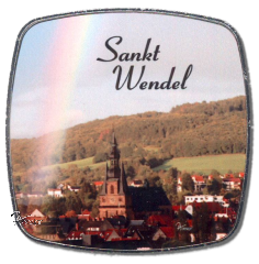 Deko-Magnet Metall Quadrat - "St. Wendel - Regenbogen"