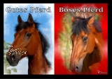 Postkarte Gutes Pferd - Böses Pferd