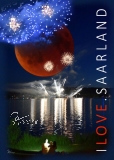 Postkarte I LOVE SAARLAND - Feuerwerk